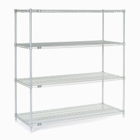 Nexel Stainless Steel Wire Shelving, 60"W x 24"D x 74"H