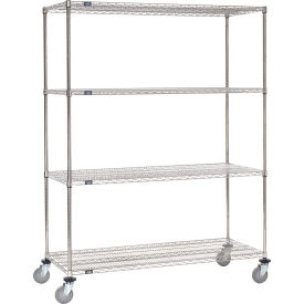 Nexel Stainless Steel Wire Shelf Truck, 60x24x69, 1200 Lb. Capacity