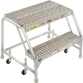 Tri Arc WLAR002245 2 Step Aluminum Rolling Ladder, 24"W Grip Step, W/O Handrails