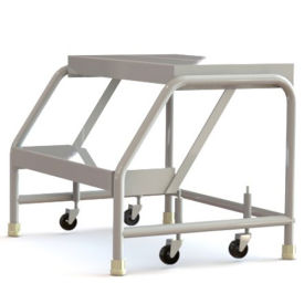Tri Arc WLAR002244 2 Step Aluminum Rolling Ladder, 24" W Ribbed Step, W/O Handrails