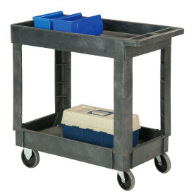 Plastic 2 Shelf Tray Service & Utility Cart 34 x 17 5" Rubber Casters