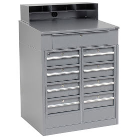 Shop Desk with 9 Drawers, 34-1/2"W x 30"D x 51-1/2"H, Gray