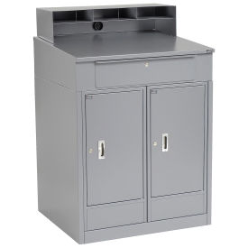 Cabinet Shop Desk with Pigeonhole Riser, 34-1/2"W x 30"D x 51-1/2"H, Gray