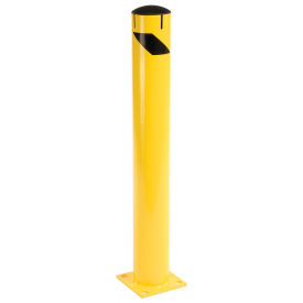 42" x 5-1/2", Steel Bollard With Removable Plastic Cap & Chain Slots, Existing Concrete