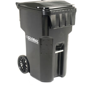 Global Industrial Mobile Heavy Duty Trash Container, 95 Gallon, Black