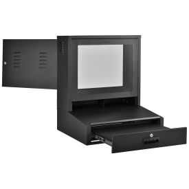 LCD Counter Top Security Computer Cabinet, Black, 24-1/2"W x 22-1/2"D x 29-1/2"H