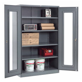 Assembled Clear View Storage Cabinet, 48x24x78, Gray