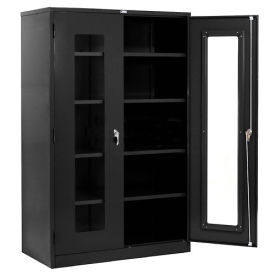 Assembled Clear View Storage Cabinet, 48x24x78, Black