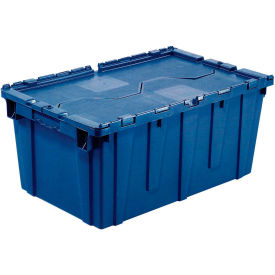 Global Industrial Plastic Distribution Container With Hinged Lid, 21-7/8x15-1/4x12-7/8, Blue