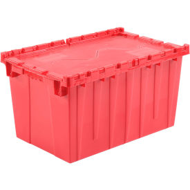 Global Industrial Plastic Attached Lid Shipping & Storage Container, 25-1/4x16-1/4x13-3/4, Red