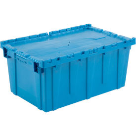 Distribution Container With Hinged Lid, 27-3/16x16-5/8x12-1/2, Blue