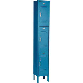 3 Tier Locker, 12x15x24, 3 Door, Unassembled, Blue