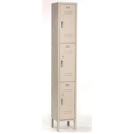 3-Tier 3 Door Locker, 12"Wx15"Dx24"H, Tan, Assembled