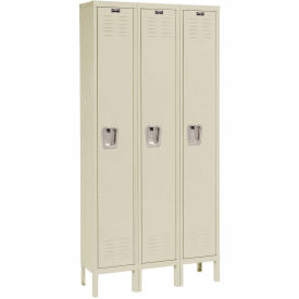 Hallowell Premium Locker, Single Tier, 12x12x72, 3 Door, Parchment