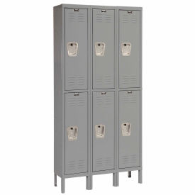 Hallowell U3258-2HG Premium Locker Double Tier 12x15x36 6 Door Ready To Assemble Gray