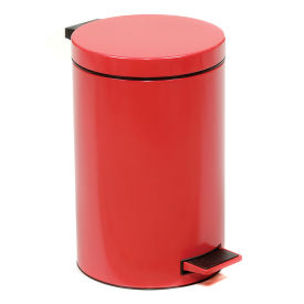 Global Industrial Step On Trash Can, 3-1/2 Gallon, Red