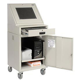 LCD Mobile Console Computer Cabinet, Gray, 24-1/2"W x 22-1/2"D x 55-1/2"H