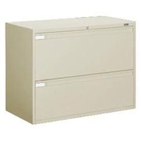 Global 42"W 2 Drawer Binder Lateral File, Putty, 9342P2F-1H-DPT