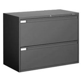 Global 42"W 2 Drawer Binder Lateral File, Black, 9342P2F-1H-BLK