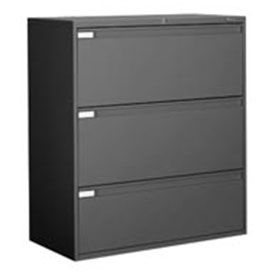 Global 42"W 3 Drawer Binder Lateral File, Black, 9342P3F-1H-BLK