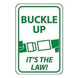 NMC TM135J Reflective Aluminum Sign, Buckle Up It's The Law, .080" Thick