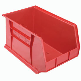 Plastic Stacking Bin, 11"W x 18"D x 10"H, Red - Pkg Qty 6