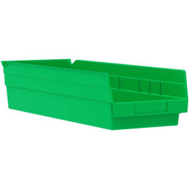 Akro-Mils Plastic Shelf Bin Nestable, 6-5/8"W x 17-7/8"D x 4"H, Green - Pkg Qty 12