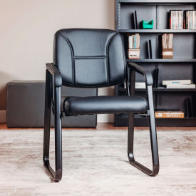 Global Industrial Reception Chair, Vinyl Upholstered, Black