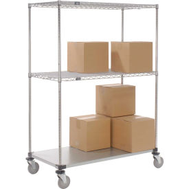 Nexel Open Sided Wire Exchange Truck, 2 Wire, 1 Galvanized Shelf, 800 Lb Cap, 36x18x69