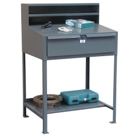 Open Leg Shop Desk with Drawer, 36"W x 28"D x 42"H, Gray