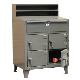 Multi Person 4 Locker Shop Desk, 36"W x 28"D x 42"H, Gray