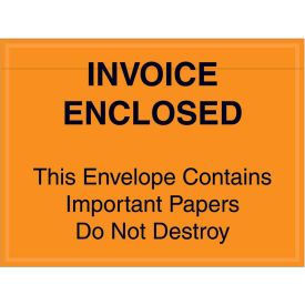 4-1/2"x6" Orange Invoice Enclosed, Full Face, 1000 Pack