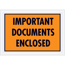 5-1/4"x7-1/2" Orange Important Documents Enclosed, Full Face, 1000 Pack