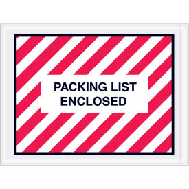 4-1/2"x6" Red Striped Packing List Enclosed, Full Face, 1000 Pack