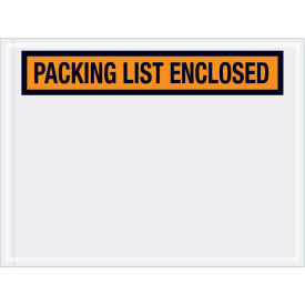 4-1/2"x6" Orange Packing List Enclosed, Panel Face, Scripted Writing, 1000 Pack