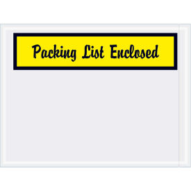 4-1/2"x6" Yellow Script Packing List Enclosed", Panel Face, 1000 Pack