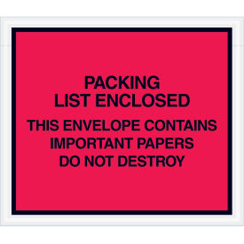 7"x6" Red Packing List Enclosed, Full Face, 1000 Pack