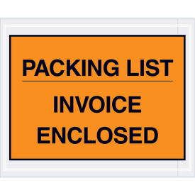 4-1/2"x5-1/2" Orange Packing List/Invoice Enclosed, Full Face, 1000 Pack