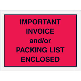 4-1/2" x 6" Red Important Invoice and/or Packing List Enclosed, Full Face, 1000 Pack