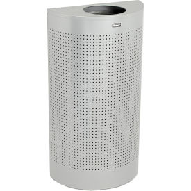 12 Gallon Silhouette Half Round Open Top Receptacle w/Liner, Silver Metallic