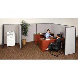 6'W x 6'D x 60"H Pre-Configured Partitioned Office Starter, Gray