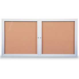 United Visual Products Two-Door Outdoor Corkboard - 42"W x 32"