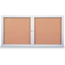 United Visual Products Two-Door Outdoor Corkboard - 60"W x 36"