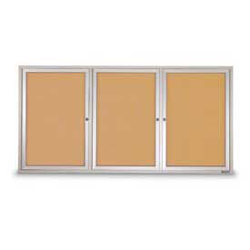 United Visual Products Three-Door Outdoor Corkboard - 72"W x 36"