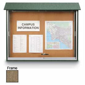 United Visual Products Sliding-Door Outdoor Message Center - 45"W x 30"H - Weathered Wood