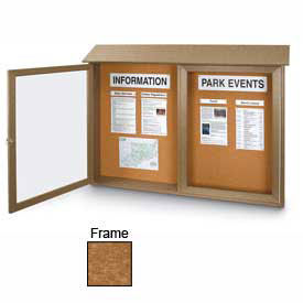 United Visual Products Double-Door Outdoor Message Center - 45"W x 36"H - Cedar