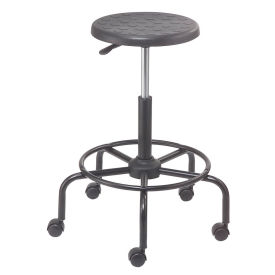 Global Industrial Polyurethane Scooter Stool with Steel Base Black
