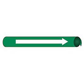 Pipe Marker - Precoiled and Strap-on - Direction Arrow, Green, For Pipe 1-1/8" - 2-3/8",8"W