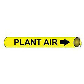 Pipe Marker - Precoiled and Strap-on - Plant Air, Yellow, For Pipe 1-1/8" - 2-3/8",8"W