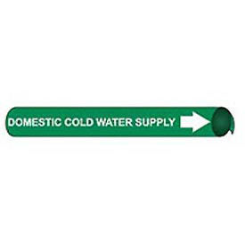 Pipe Marker - Precoiled and Strap-on - Domestic Cold Water Supply, GRN, For Pipe 1-1/8" - 2-3/8",8"W
